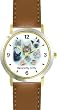 Collage of Kittens Cat - JP - WATCHBUDDY&reg; DELUXE TWO-TONE THEME WATCH - Arabic Numbers - Brown Leather Strap-Size-Large ( Men's Size or Jumbo Women's Size )
