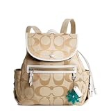 Coach Light Khaki Signature Sateen Daisy Backpack Bag - Coach 16556KW