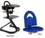 Svan High Chair from Scandinavian Child with Infant Kit and Cushion, Blue Cushion in Espresso Wood