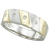 14K Two Tone Gold Round Diamond Color Men's Wedding Ring