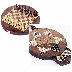 Walnut Round 3 in 1 Game Set by John N. Hansen