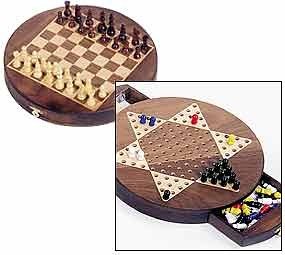 Childrens Toyshop  Toys : Walnut Round 3 in 1  Game Set