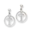 14k White Gold Polished Eternal Life crossangle Post Earrings