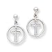 14k White Gold Polished Eternal Life crossangle Post Earrings