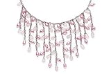 Sterling Silver Rice Pearl and Pink Quartz Cascade Necklace