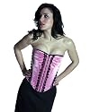 Purple Overbust Satin Corset Steel Boned With Front Black Lace Accent LVG9198