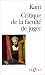 Critique de la faculté de juger (Poche)