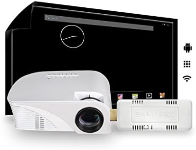 Projector Video Mini Portable LCD LED Home Theater Cinema Gaming Projector COMPLETE PACKAGE with Wi-Fi SmartStick Custom Android PC Mini Computer (Custom Projection Screen Options)