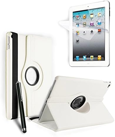 HAIO 360 Apple Ipad Air 2 Case Rotating Leather Stand Smart Cover For Apple Ipad Air 2 (6 th Generation) [Case Cover + Screen Protector + Stylus Pen] (WHITE)
