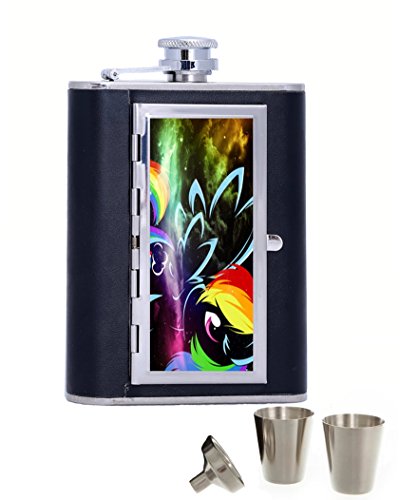 My Little Pony Rainbow Dash Custom Design Unique Stainless Steel 6 oz Flask Cigarette Case ID Wallet