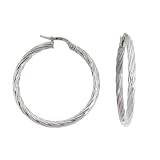 Karat Platinum 1 1/4 Inch Twisted Hoop Earrings
