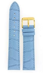 Watch Band Blue Genuine Leather Crocodile Grain 28 millimeter Tech Swiss