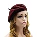 Wheebo Wool Beret Hat,Solid Color French Style Winter Warm Cap for Women Girls (Burgundy)