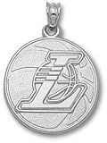 Los Angeles Lakers Solid Sterling Silver Basketball 3/4'' Pendant