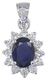 18KT White Gold Sapphire & Diamond Pendant