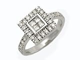 18K White Gold Invisible Set Diamond Ring, Enhanced with Princess-Cut and Pave Set Diamonds.