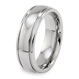 Polished Grooved Tungsten Carbide Ring (7.0 mm) - Sizes 8-13