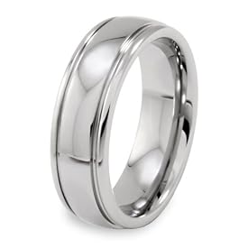 Polished Grooved Tungsten Carbide Ring (7.0mm) - Sizes 5 - 13