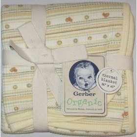 Gerber Organic Thermal Blanket Green Yellow Stripes
