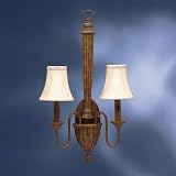 2 Lt Wall Sconce, Hazelnut, Silk shades