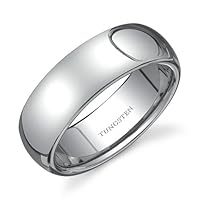 Classy 7 mm Dome Style Comfort Fit Mens Tungsten Wedding Band Ring Size 9 Free Shipping