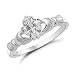 Sterling Silver Heart Shaped CZ Claddagh Ring Sizes 4 to 9