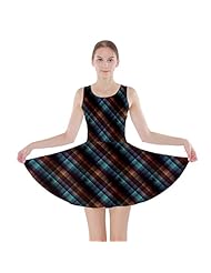 Stretchy Polyester/Spandex Plaid Print Skater Dress 