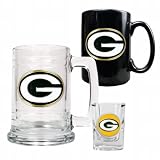 NFL Green Bay Packers 15-Ounce Tankard, 15-Ounce Ceramic Mug & 2-Ounce Shot Glass Set - Primary Logo