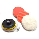 電動ドリル 先端 取り付け ポリッシング セット マジックテープ脱着式 / 車 家具 ワックス 磨き (125mm セット)