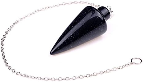 YJH Crystal Alloy Plated Handmade Blue Sand Healing Stone Pendulum Chakra Pendant