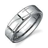 Flat Edge With Laser Pattern 6 Mm Comfort Fit Mens Tungsten Wedding Ba...