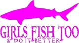 GIRLS FISH TOO SHARK FISHING DECAL "HOT PINK" 2621