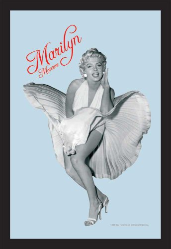 Empire Merchandising 537898 Marilyn Monroe Wei&szlig;es Kleid 2 - Bedruckter Spiegel mit Kunststoff Rahmen in Holzoptik, Kult-Spiegel - Gr&ouml;sse 20 x 30 cm