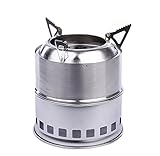 Qunqi Stainless steel Wood Burning Backpacking Stove Outdoor Survival Camping Carbon Hunting Emergency Preparation Camping Stove