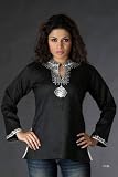 Ladies Long Sleeve Black Color Tops / Short Kurtas Kurtis / Dresses / Salwar Xl Size