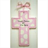 New Arrivals Wooden Cross, Pink/White