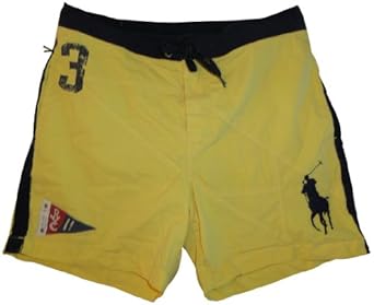 Men's Polo by Ralph Lauren Swimming Trunks Bathing Suit Beach Shop Yellow with Big Navy Pony (XL 