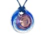 Sterling Silver Blue and White-Tone Round Murano Glass Pendant with Navy Cord
