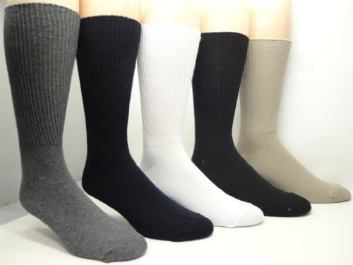 Vagden Diabetic Men's Casual Cotton Non-elastic Socks (2 Pairs) (Taupe) 8-12