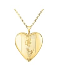 Sterling silver and 14k gold Heart Shaped Locket w/ Rose Necklace
