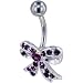 pug14  - Belly Navel Rings Amethyst Purple Ribbon Dangle