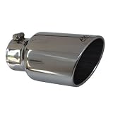 MBRP Mirror Polished Stainless Exhaust Tip Diesel Exhaust Tips 4 Inlet- 6 Exit Single Wall Rolled Edge Angle Cut- 12 Length