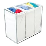 The Bag Stand 2810 CHRCotton Steel-Framed Chrome Hamper with Removable Cotton Laundry Bags, Triple