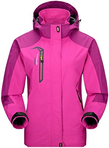 Cloudy Women Sportswear Hooded Softshell Outdoor Raincoat Waterproof Jacket(Rose Red,US L/Asian3XL)