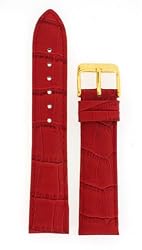 Watch Band Red Italian Leather Crocodile Grain Padded
