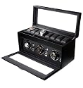 Dulwich Designs of London Watch Winder for 3 Watch with Storage Area Above Perfect Rolex Breitling Tag Omega Cartier Hublot etc Automatic Watches