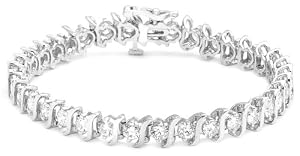14k White Gold Diamond S-Link Tennis Bracelet (1.00 cttw, H-I Color, I1-I2 Clarity), 8''