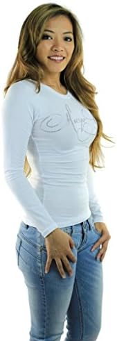 Mayo Chix short-sleeve top with silver crystals décor, 'Light', White, Medium