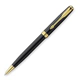Parker Sonnet Lacquer Medium Point Ballpoint Pen with Golden Trim, Black (1743582)