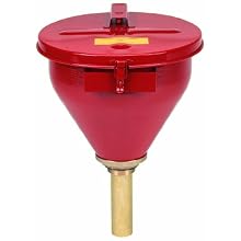 Justrite 08207 Steel Metal Drum Funnel with 2" NPT Adapter and 6" Flame Arrester, 10.75" Diameter x 10" Height